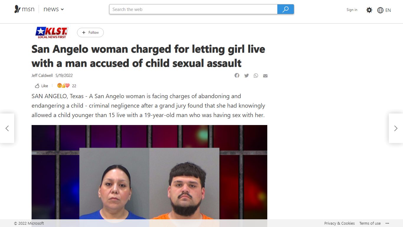 San Angelo woman charged for letting girl live with a man accused ... - MSN